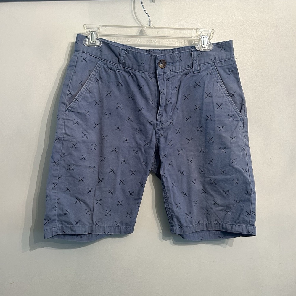 Quiet Storm Surf Shop Lacrosse Chino Shorts Men's 28 Blue Pattern LAX